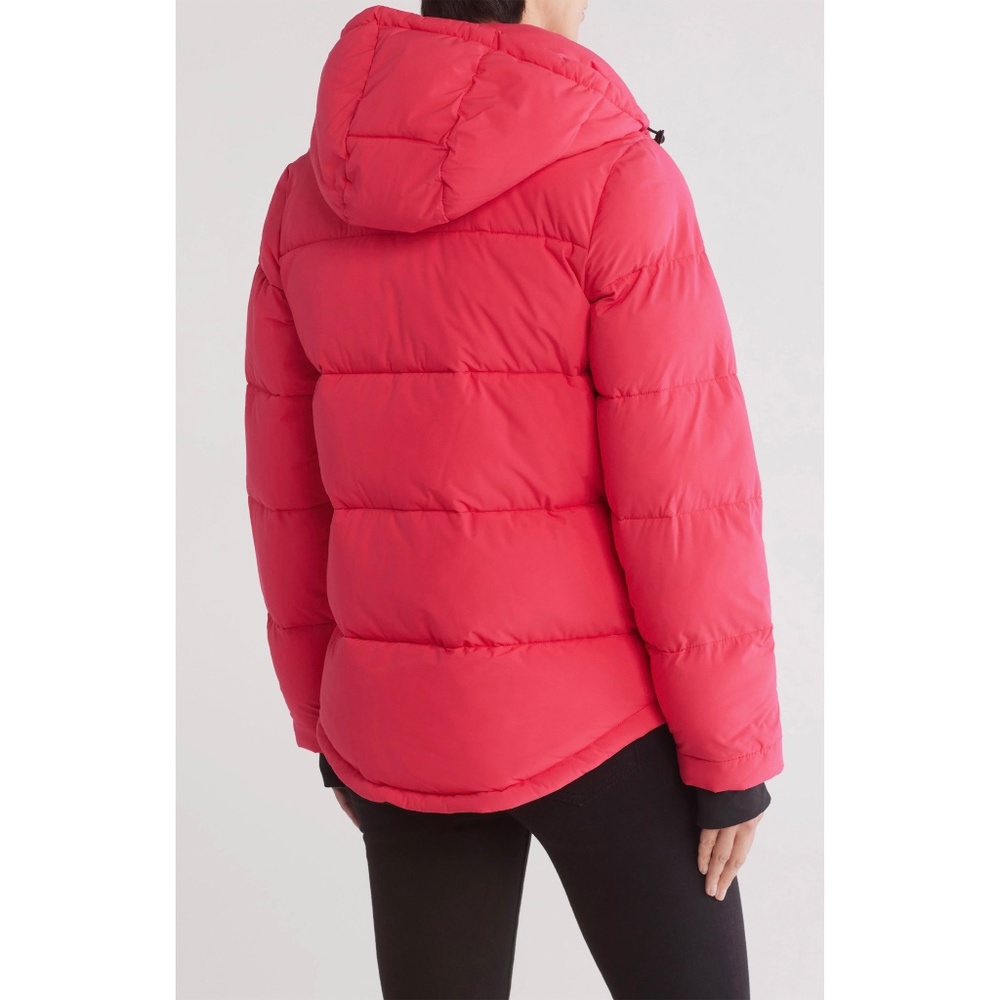 BCBGENERATION NWT MISSY HOODED THUMBHOLE SHORT FUCHSIA PUFFER JACKET. SIZE M - Picture 5 of 16
